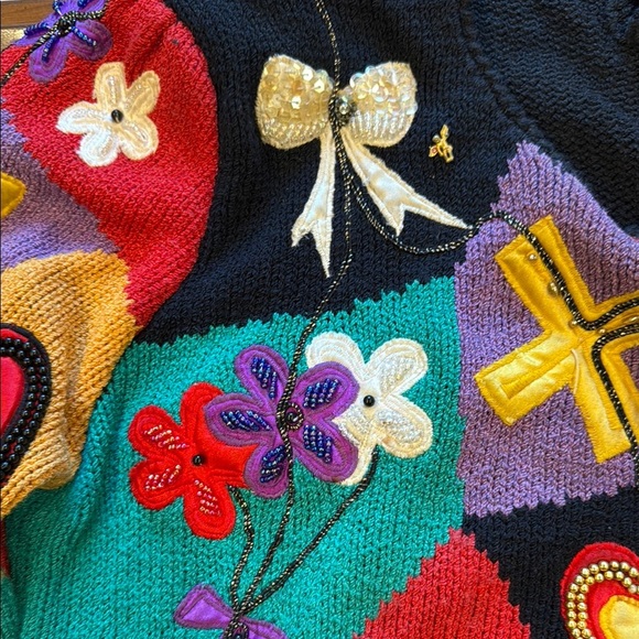 80’s beaded sweater with shoulder pads - Picture 3 of 7